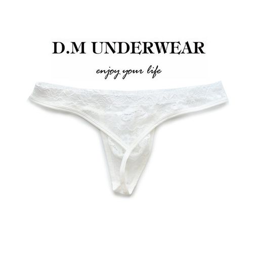 D.M男士内裤低腰性感丁字裤蕾丝网纱网眼透气缕空夏T字情趣诱惑