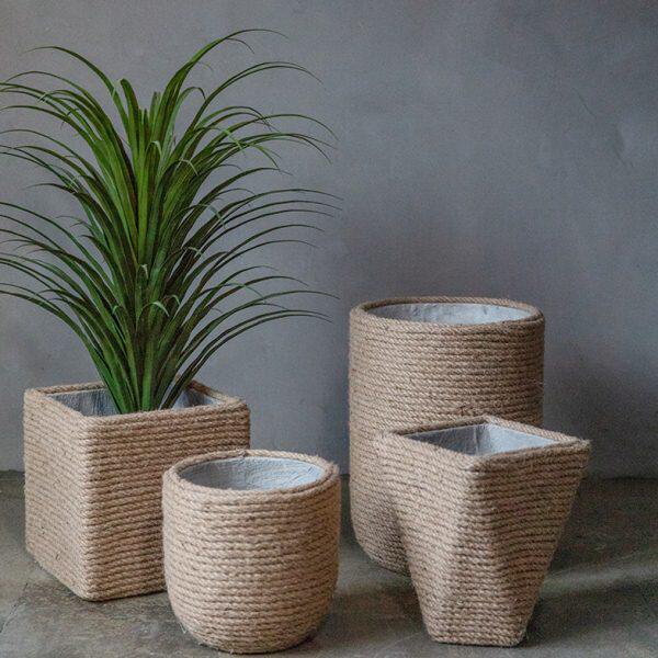 水泥盆花盆绳编盆艺术创意复古简约家居绿植搭配家居花盆