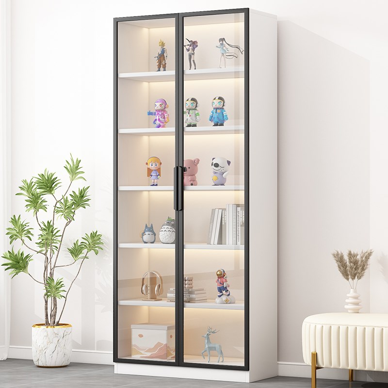 书架带玻璃门痛柜手办展示柜防尘模型摆件客厅陈列柜储物收纳柜子