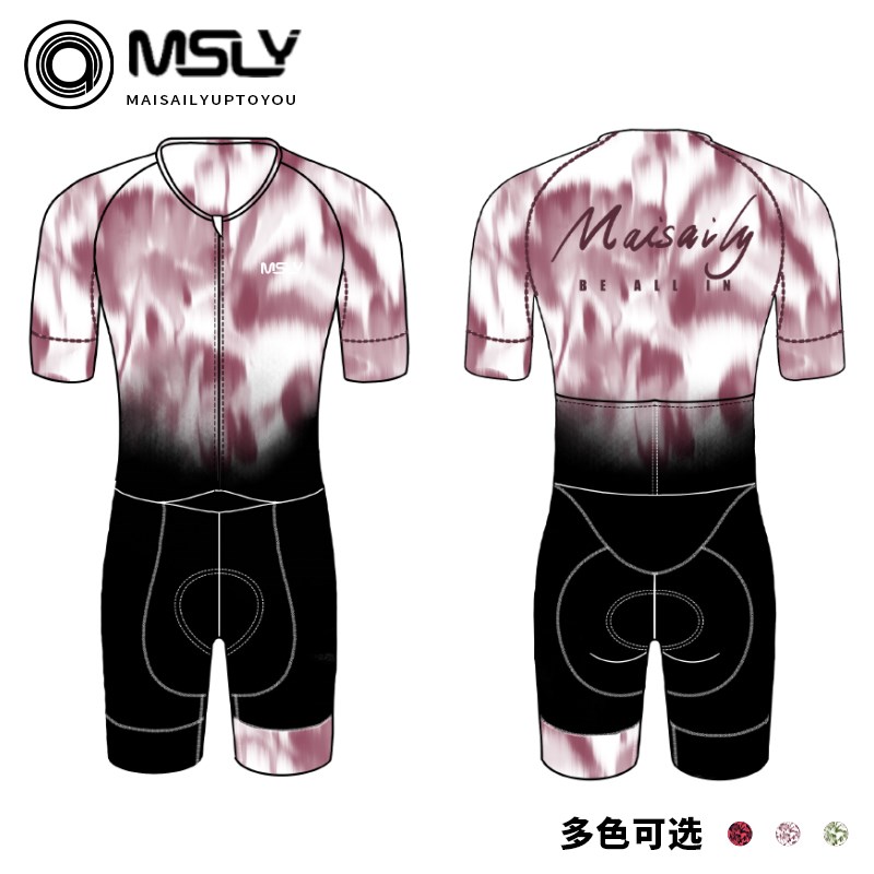 迈赛力MSLY竞技夏季男士短袖骑行连体服意大利进口面料透气 气动