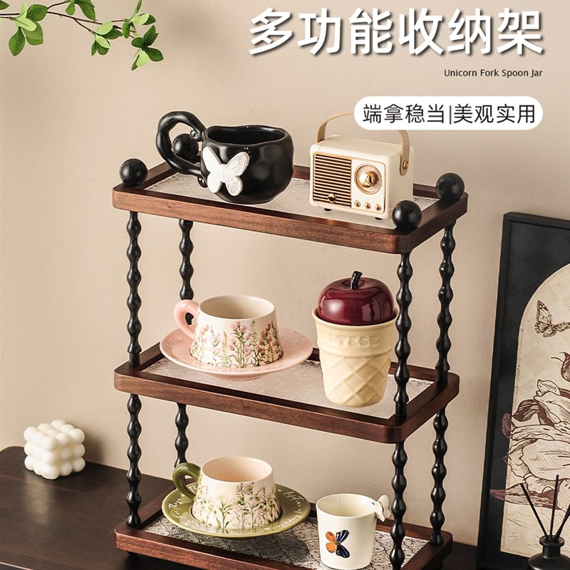 杯架餐桌桌面茶杯咖啡杯水杯杯子展示架实木收纳架子餐边柜置物架