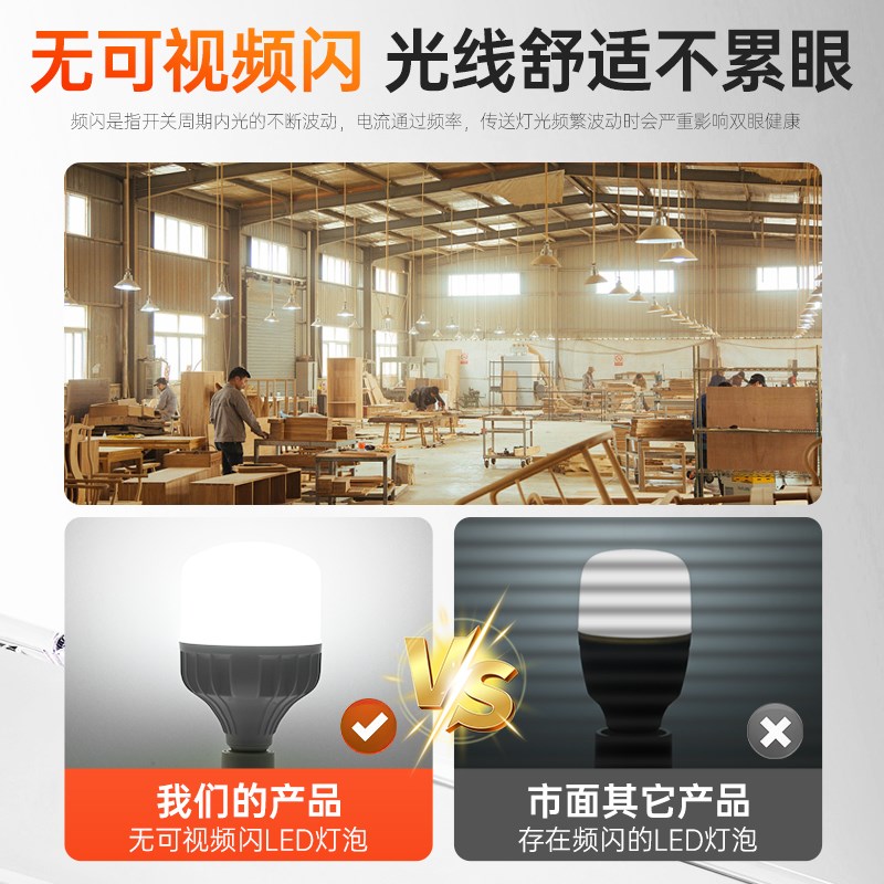 led灯泡足瓦大功率三防节能灯家用e27压铸铝防水防尘防爆工厂仓库