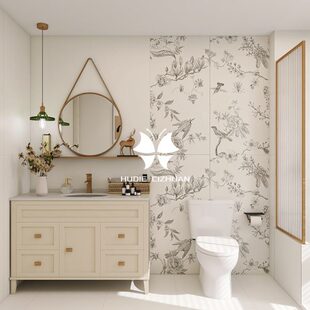 侘寂奶油色微水泥瓷砖卫生间厨房墙砖奶油白地砖素色浴室600X1200