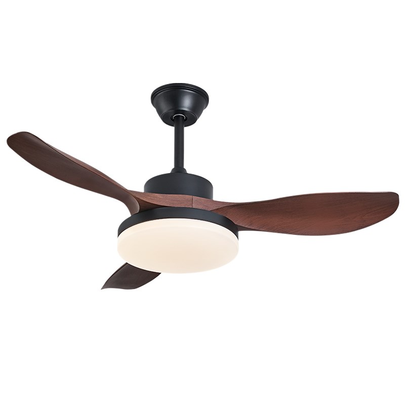 中古胡桃木纹风扇灯复古家用客厅餐厅吊扇灯日式原木护眼电扇吊灯