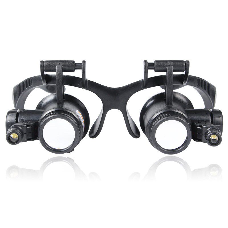 头戴式放大镜10倍15倍20倍25带灯维修电子路板钟表手机专用眼镜型