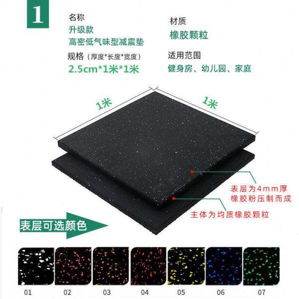 健身房橡胶地垫家用隔音减震器材哑铃跑步机力量区专用运动地胶