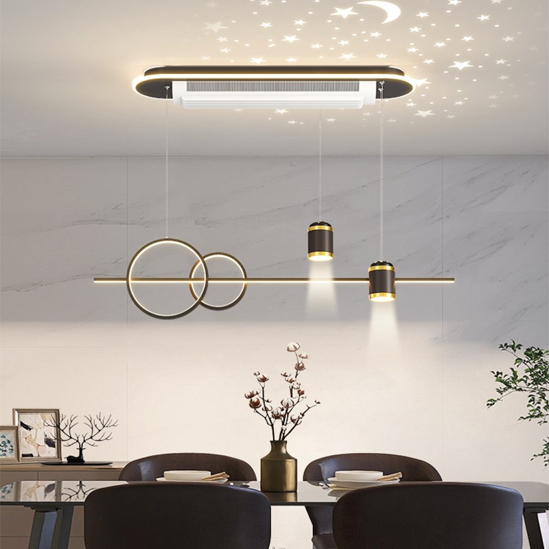 简约无叶风扇灯全光谱餐吊灯北欧现代创意艺术氛围餐桌吧台餐厅灯