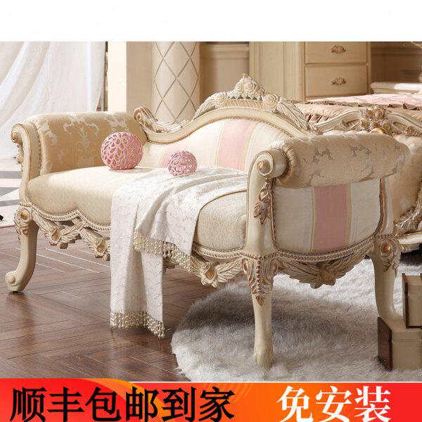 欧式床尾凳法式新古典床前凳美人沙发凳卧室布艺换衣凳实木贵妃椅