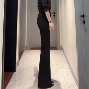 垂感喇叭拖地裤 黑色不贴腿微喇西装 高腰显瘦休闲裤 2025春夏新款 裤