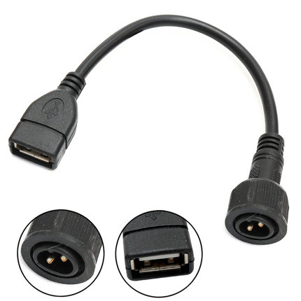 USB母转太阳能户外灯板双孔公母插口转接线路灯投光灯防水转换线