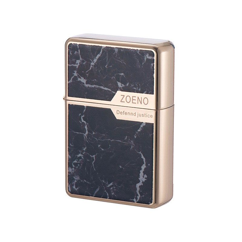 JL850大理石纹图案金属煤油砂轮打火机礼盒装三件套打火机