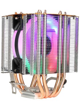 寒霜500台式机电脑4铜管cpu散热器 超静音彩色发光通用CPU风扇