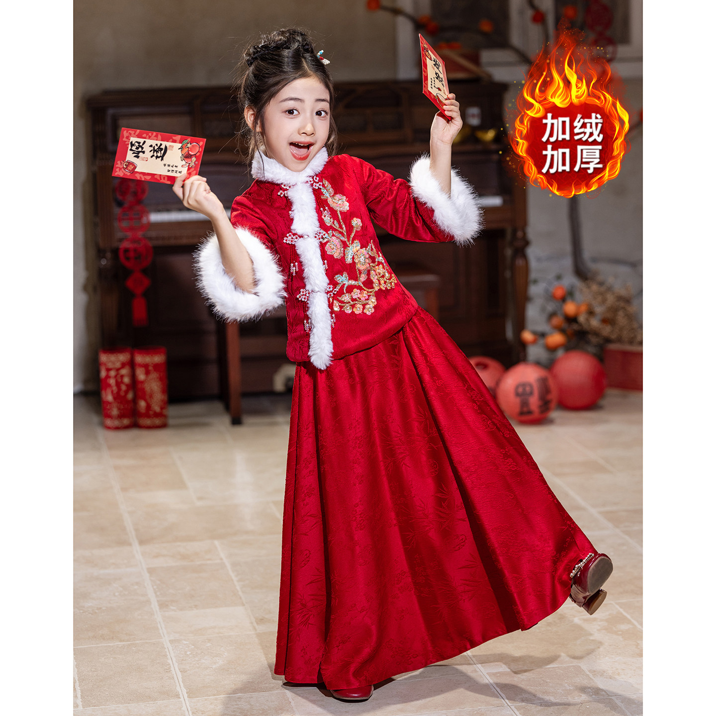 2025新款儿童拜年服女演出服