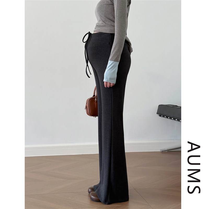 无托腹软糯孕妇喇叭裤子春夏季2025新款黑灰色垂感显瘦针织阔腿裤
