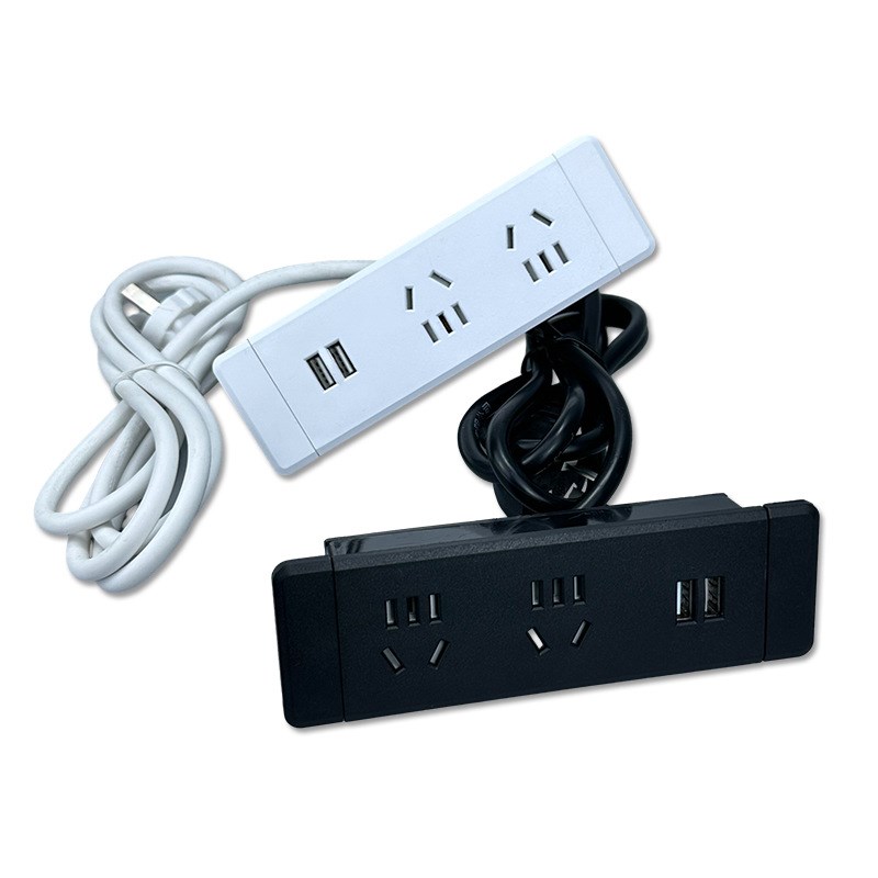 嵌入式桌面插座内嵌隐形排插办公桌家具USB橱柜子端子接线板暗装