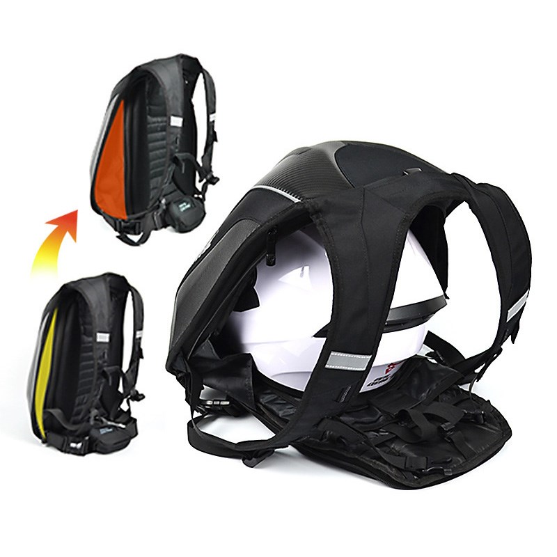 摩托车骑行双肩背包防雨水机车多功能硬壳龟包骑士头盔包碳纤纹