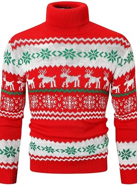 亚马逊欧美男士圣诞毛衣加工定制2024新款麋鹿图案针织衫源头工厂