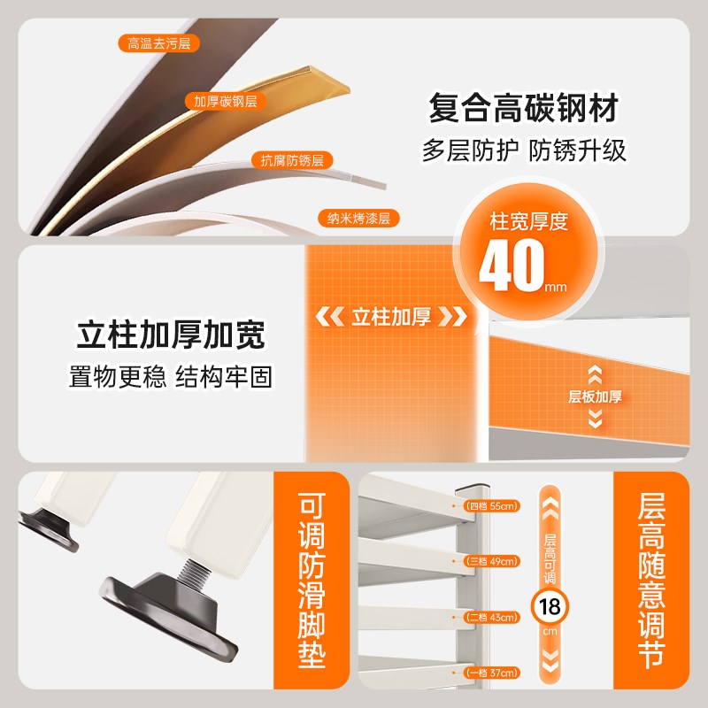 厨房微波炉置物架多功能家用台面烤箱支架空气炸锅电饭煲收纳架子