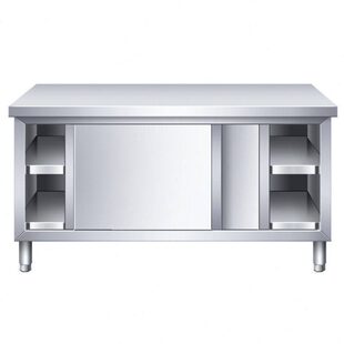 宇威201不锈钢工作台厨房操作台面桌子带门商用打荷台加厚180