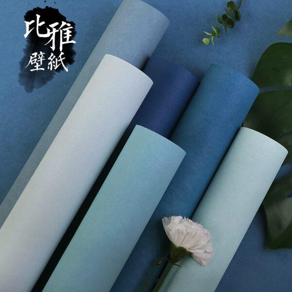 现代简约纯色素色长纤无纺布蓝色墙纸非自粘  卧室客厅儿童房壁纸