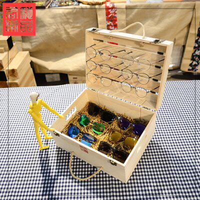 君驰潮品 红酒箱创意道具眼镜店展示架收纳盒子快时尚道具木货架