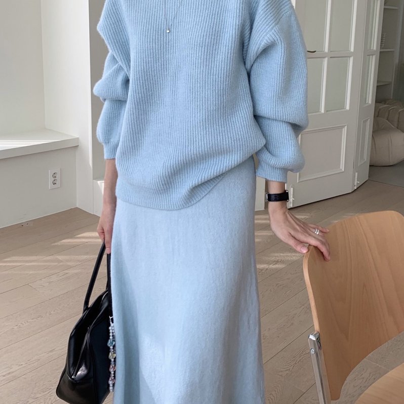 韩国chic 法式慵懒风针织毛衣套装