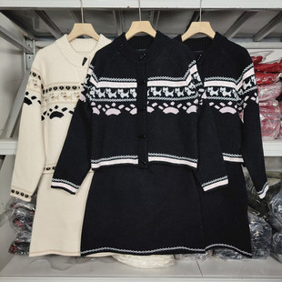 DEEMO STUDIO礼物盲盒节日感费尔岛小狗毛衣套装冬针织两件套