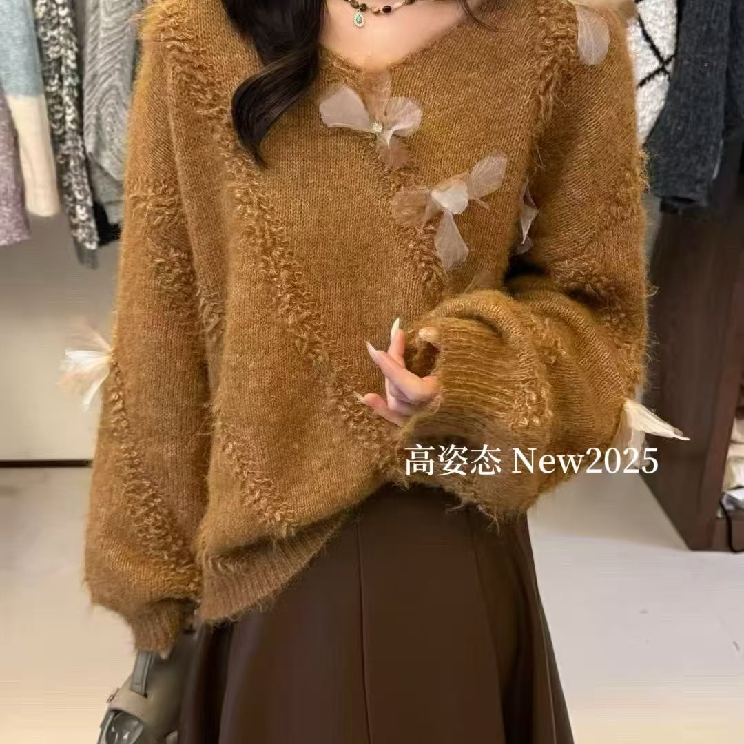 2025冬季新款高级感chic超好看慵懒温柔宽松小个子软糯针织毛衣女