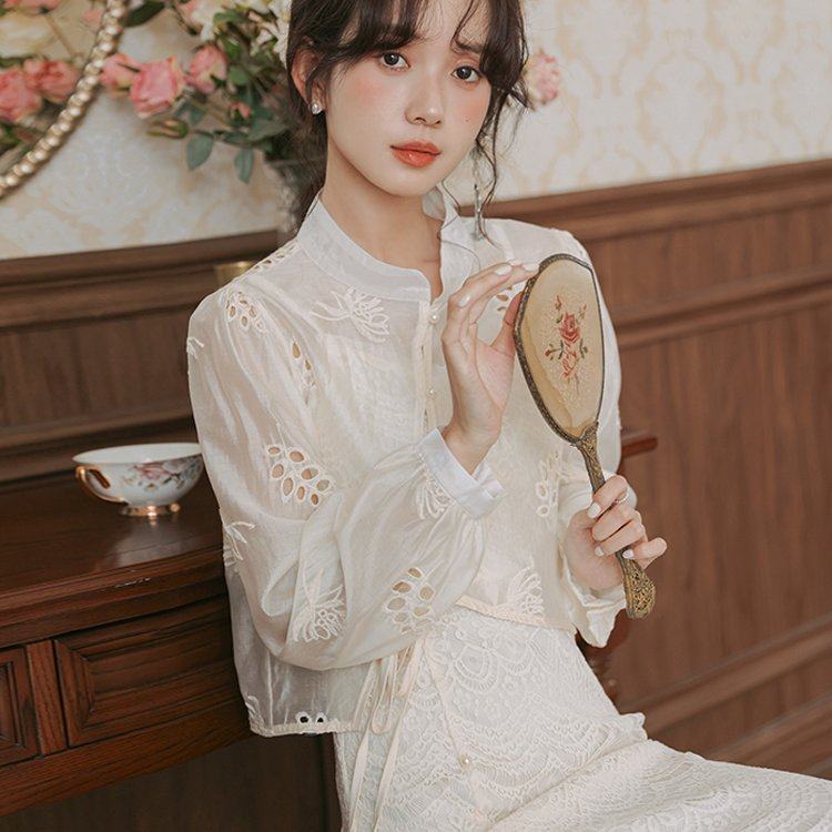 2025新中式刺绣国风立领连衣裙女两件套改良旗袍少女两件套装裙