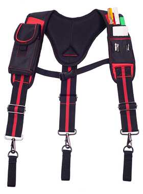 红色Y型可悬挂工具肩带减轻负重的多功能磁铁1680D工装背带