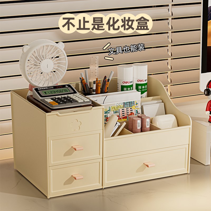 化妆品收纳盒梳妆台桌面口红香水护肤品抽屉置物架分隔整理神器