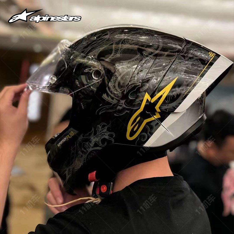 【订金】A星头盔R10大尾翼碳纤维摩托车头盔龙年靴限量赛道骑行靴