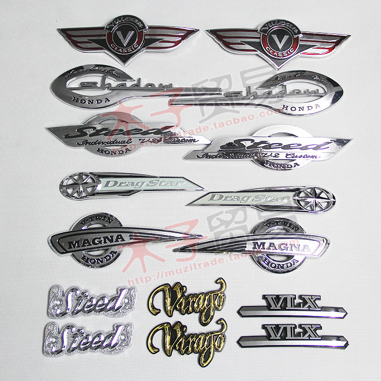 适用雅马哈鬼火川崎摩托车车身侧标志边盖油箱外壳浮标立体贴花