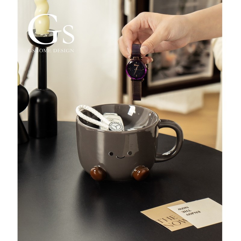 咖啡陶瓷可爱桌面摆件收纳盘钥匙蒸笼收纳盒陶瓷摆件置物架托盘