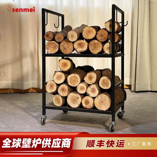 senmei壁炉柴架室内柴架雕花欧式铁艺置物架SNCL