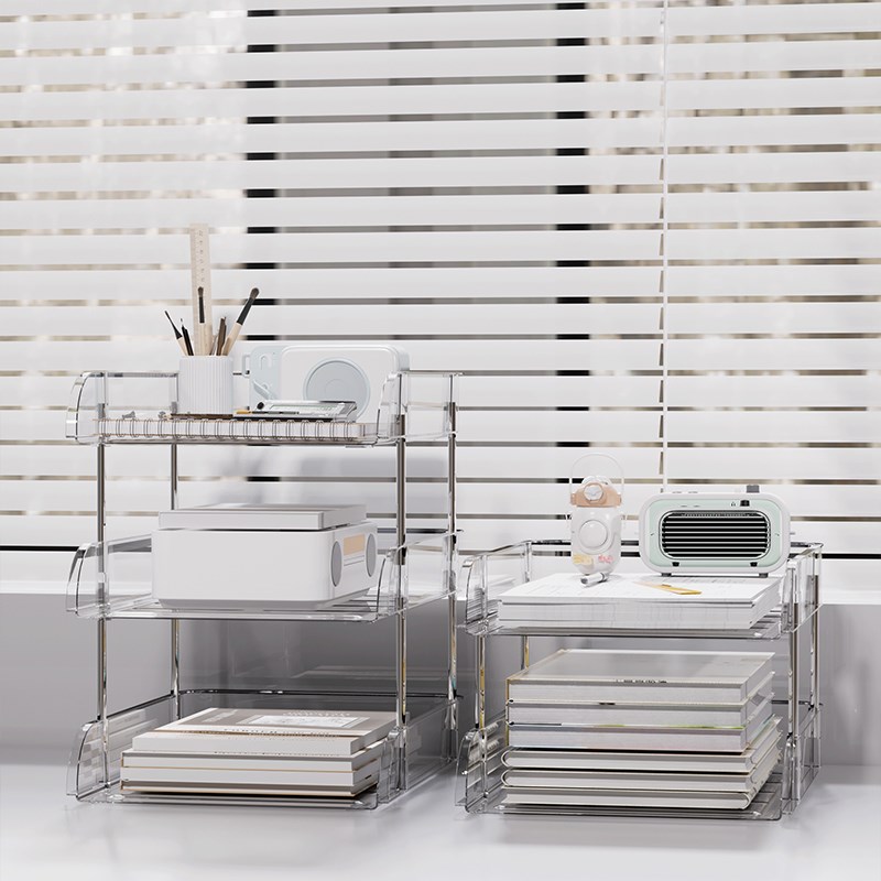 桌面文件整理置物架书本文具置物架A4文件书架亚克力空间利用神器
