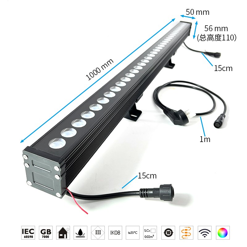 led全彩洗墙灯户外防水七彩射灯楼体外墙亮化工程RGB婚庆投光灯