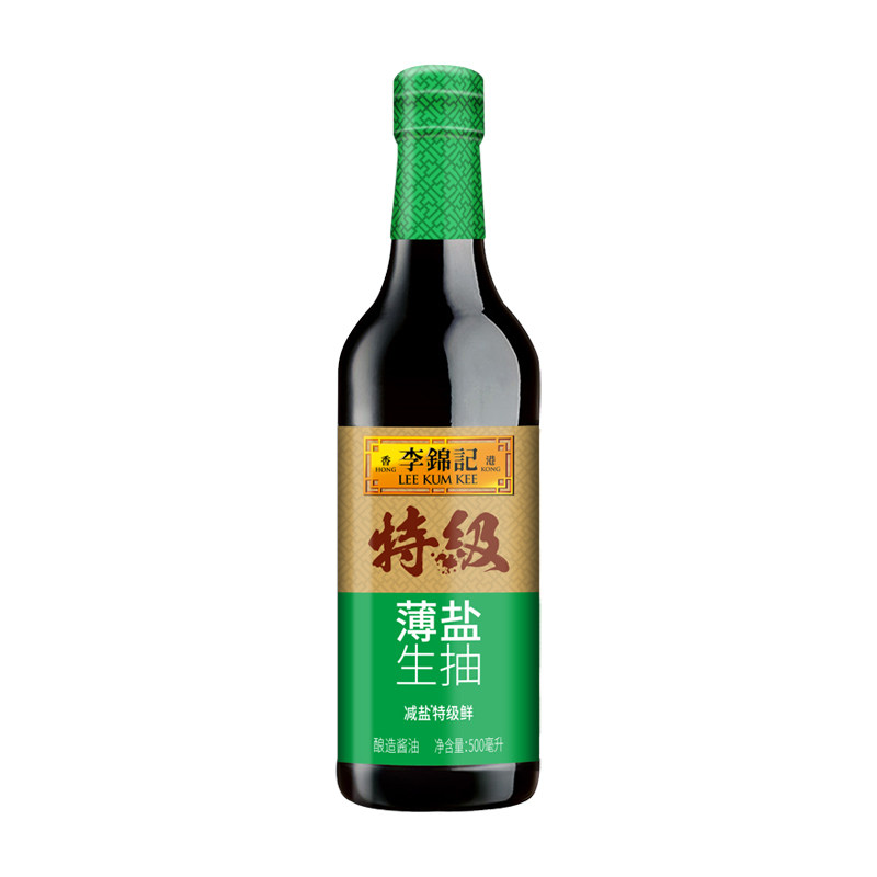李锦记特级薄盐生抽500ml瓶装酿造酱油厨房家用炒菜凉拌点蘸调味