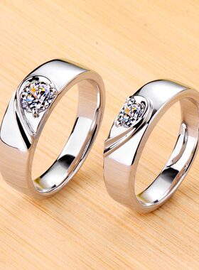 美国莫桑石情侣戒指对戒婚戒男女仿真钻石戒指珠宝带证书22023