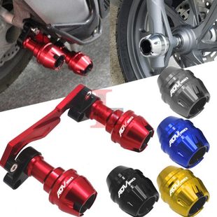 适用卡吉瓦周末疯150ADV改装排气管防摔柱前叉前轮防摔球保护杆块