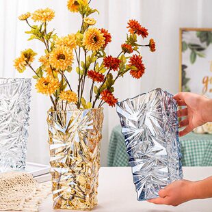 玫瑰花瓶玻璃瓶插花彩色百合创意透明富贵竹客厅大号摆件水培