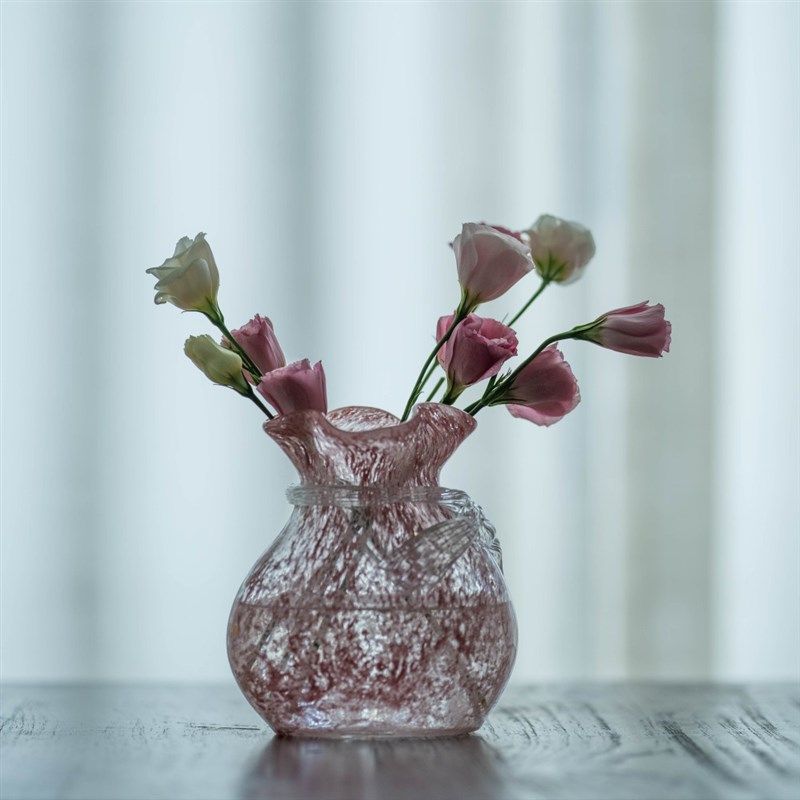 中古风芬顿手工制作单耳手柄v金粉色泡泡花壶形花瓶水养插花器摆,特色手工艺,其他特色工艺品,淘宝优惠券,粉丝福利购,淘宝优惠卷