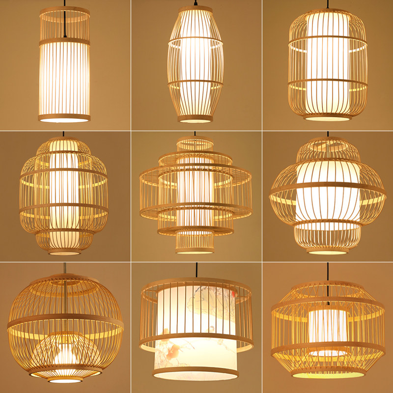 竹编吊灯新中式餐厅饭店吧台竹艺灯笼禅意K茶室民宿火锅店日式灯,家装灯饰光源,餐厅吊灯,淘宝优惠券,粉丝福利购,淘宝优惠卷