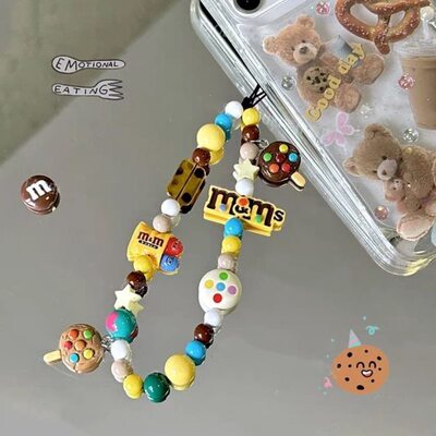 曲奇饼干手机链CC书包mmo美式 Cl设计感短款小挂件钥匙挂绳D豆ve