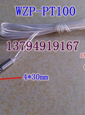 P电阻10ZWT T-10热电阻铂P芯温控 温度传感器不锈钢0 0P探头