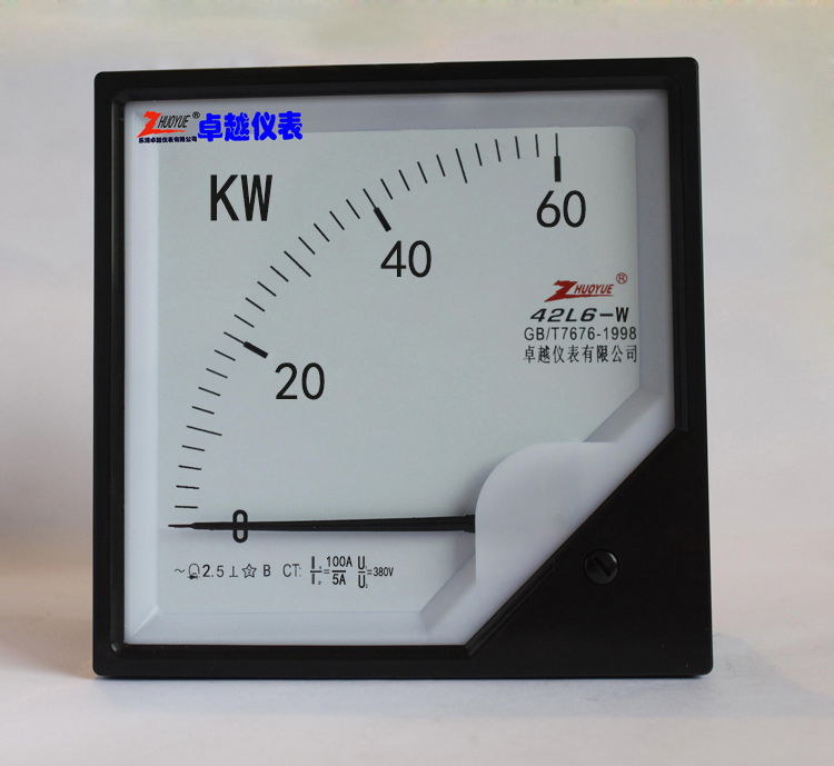 指针式方形三相有功功率测量仪表42L6z-W 60KW(380V 100/5A)