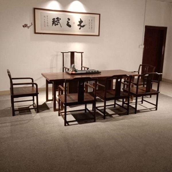 新中式黑胡桃木茶桌椅组合实木屏风桌公室喝茶桌现简约泡茶台,商业/办公家具,茶台/茶桌,淘宝优惠券,粉丝福利购,淘宝优惠卷