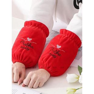 短款袖套女2025新款办公室上班工作防脏羽绒服袖子红色秋冬护袖头