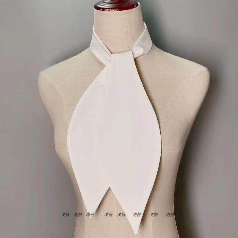 纯色打底树叶型假领子白色大兔耳朵领结韩版内搭装饰领女黑色配饰