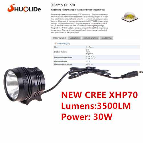 2016新款充电超亮CREE XHP70自行车前灯 单车灯 夜骑装备灯头灯